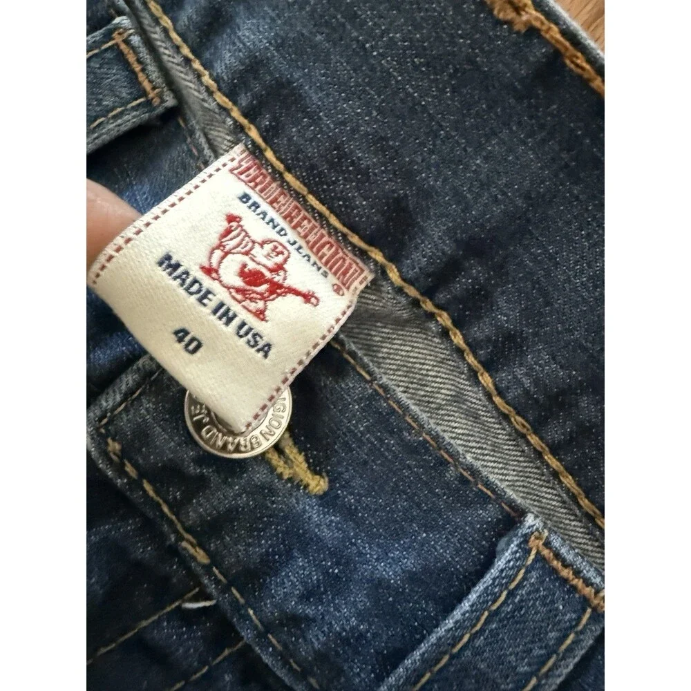 True Religion Mens Boot Cut Jeans 40‎ X 32 Flap Pockets Medium Wash Made In USA